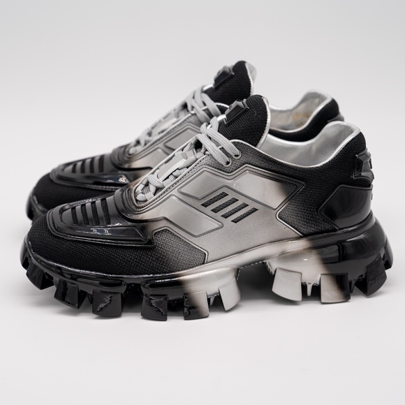 size 40eu 10 US Prada Cloudbust Thunder Black Silver Chunky Sneaker - Picture 4 of 13
